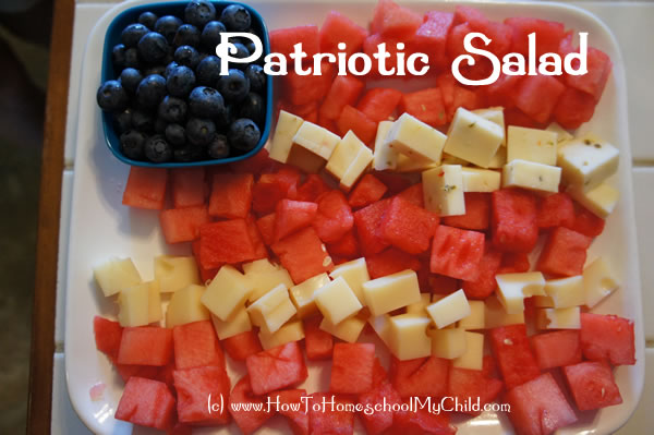 Flag Day Salad 4th of July Recipes - Memorial Day Recipes & Flag Day activities for kids {Weekend Links} from HowToHomeschoolMyChild.com
