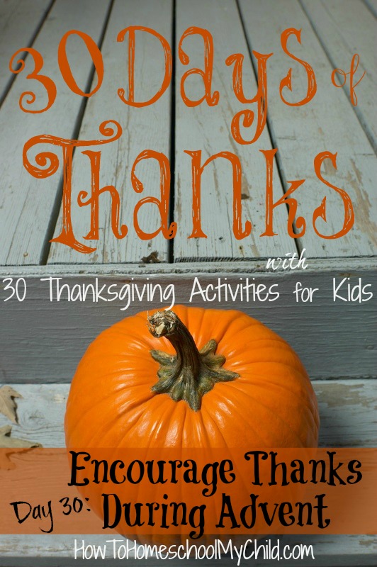 day30 - how to encourage thankfulness during Christmas {30 days of thanksgiving activities for kids } ~ HowToHomeschoolMyChild.com