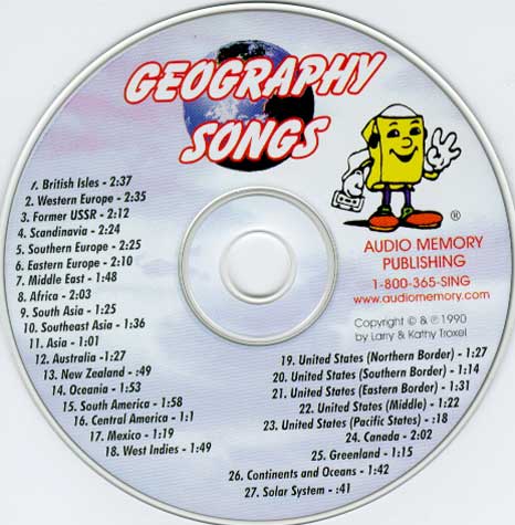 My kids learned states & countries, just from listening to Audio Memory Geography Songs, recommended by HowToHomeschoolMyChild.com
