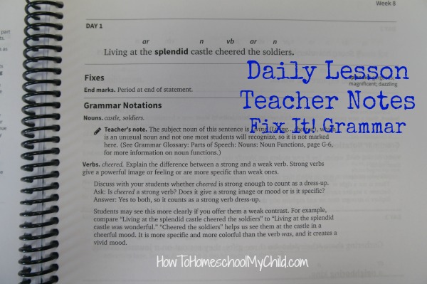 Teacher notes for each day help your kids learn English grammar from Fix It! Grammar ~ FREE shipping from HowToHomeschoolMyChild.com