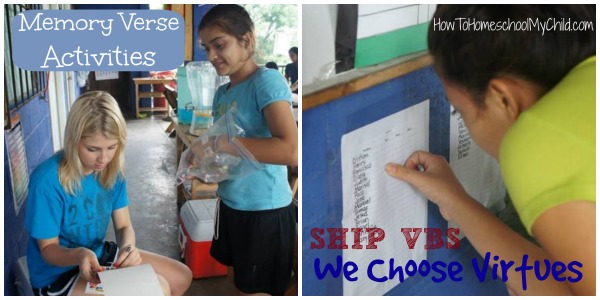 Memory Verse Activities for VBS or to go along with We Choose Virtues ~ recommended by HowToHomeschoolMyChild.com