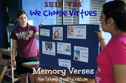 Fun way to practice memory verses in a group - We Choose Virtues ~ recommended by HowToHomeschoolMyChild.com