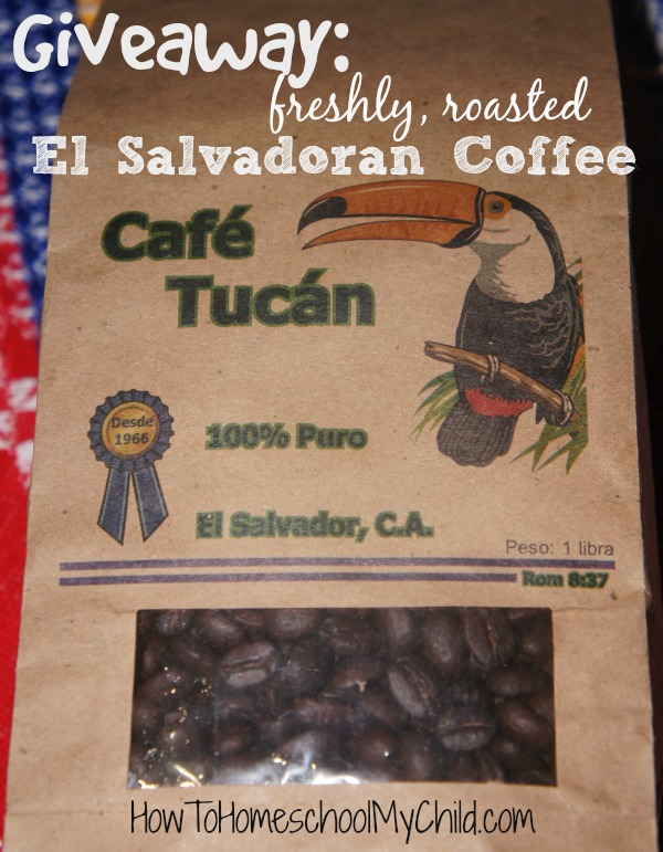 GIVEAWAY - freshly roasted El Salvadoran coffee - Cafe Tucan  from HowToHomeschoolMyChild.com