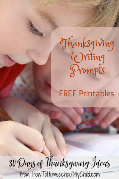 Thanksgiving Writing Prompts and free printables for your kids in homeschooling