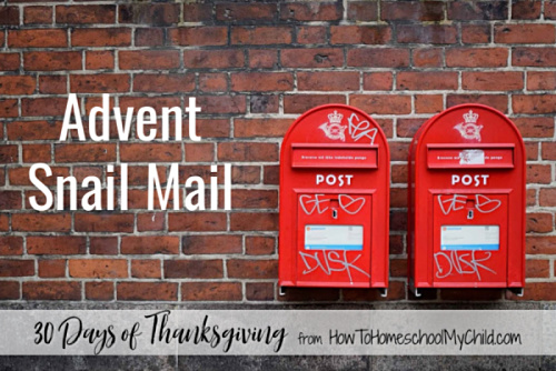 Advent Snail Mail activities for kids
