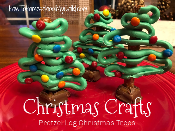 Christmas crafts for your kids - Make a pretzel log Christmas tree this weekend