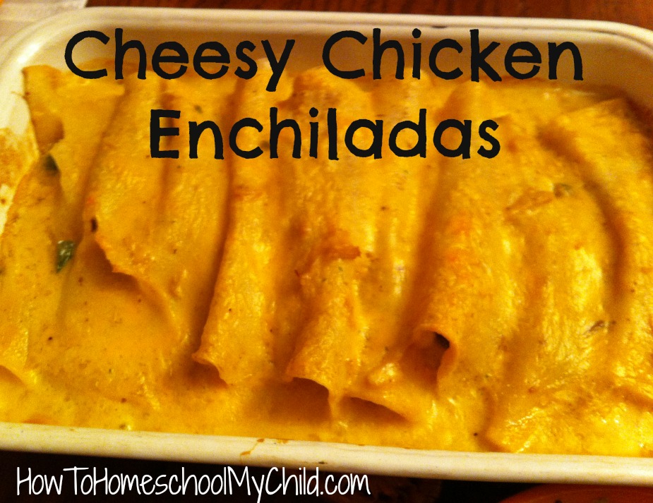 cheesy chicken enchiladas ~ recipe from HowToHomeschoolMyChild.com